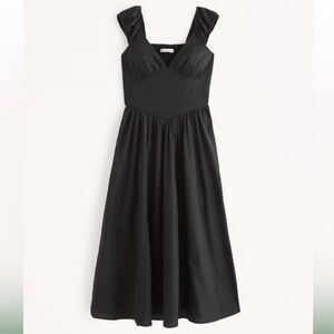 Abercrombie Corset Cap Sleeve Midi Dress Black